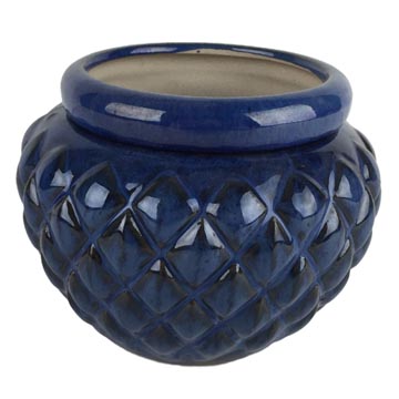 7" Blue Round Diamond African Violet Pot